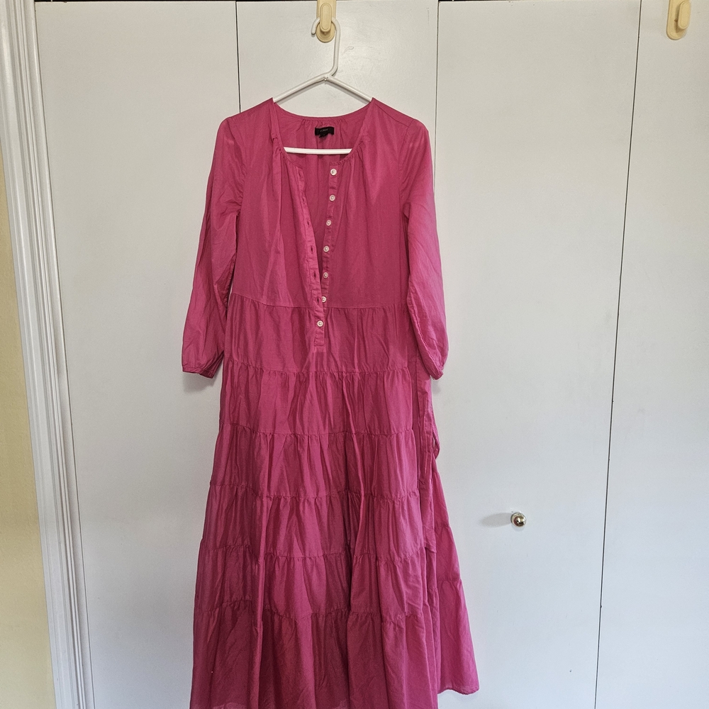 Hot Pink Tiered Skirt Midi Dress